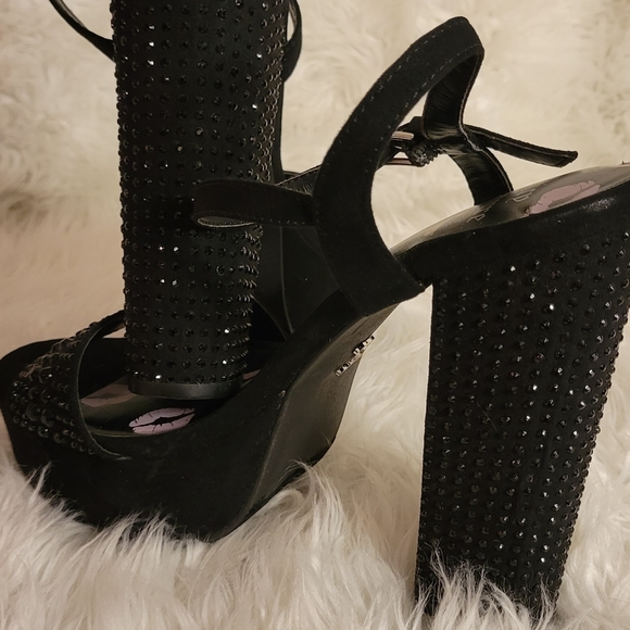 Juicy Couture Rhinestone Black Platform Heels - Picture 1 of 6